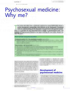 Psychosexual medicine: Why me?