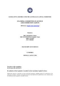 Standing Committee on Justice and Community Safety - 26 May 2014
