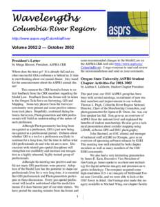 Wavelengths  Columbia River Region http://www.asprs.org/ColumbiaRiver  Volume 2002:2 — October 2002