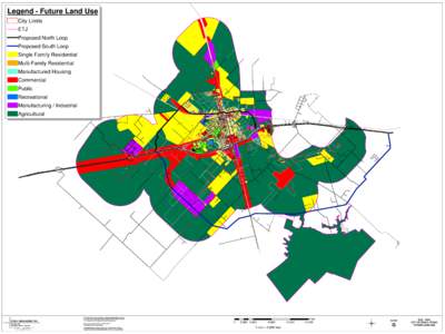Legend - Future Land Use City Limits ETJ Proposed North Loop Proposed South Loop Single Family Residential