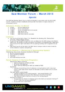 Microsoft Word - East forum March 2015 Agenda - Member Version UPDATED