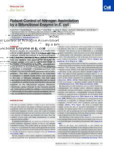 Robust Control of Nitrogen Assimilation by a Bifunctional Enzyme in E.&nbsp;coli