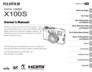 BL02401-100  DIGITAL CAMERA X100S Owner’s Manual