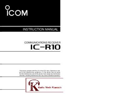 INSTRUCTION MANUAL  COMMUNICATIONS RECEIVER iR10