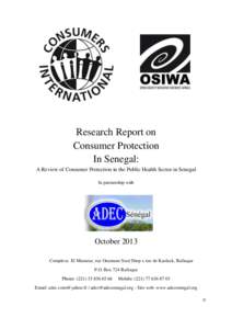 Research Report on Consumer Protection In Senegal: A Review of Consumer Protection in the Public Health Sector in Senegal In partnership with