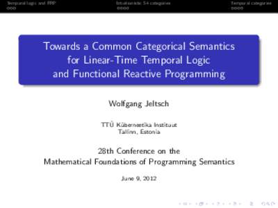 Temporal logic and FRP  Intuitionistic S4 categories Temporal categories