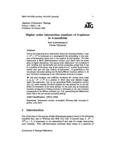 ISSNon-lineprinted)  Algebraic & Geometric Topology Volume{29 Published: 25 October 2000