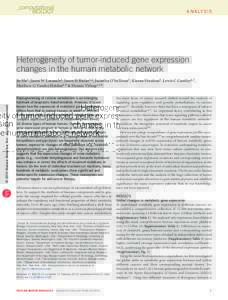 a n a ly s i s  Heterogeneity of tumor-induced gene expression changes in the human metabolic network  © 2013 Nature America, Inc. All rights reserved.