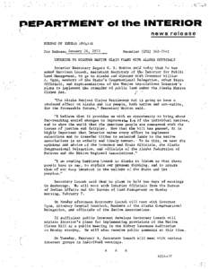 rEPARTMENT 01 the INTERIOR . news release BUREAU OF INDIAN AFFAIRS For Release January 26, 1972