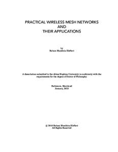 PRACTICAL WIRELESS MESH NETWORKS AND THEIR APPLICATIONS by ˘