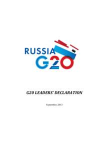 G20	
  LEADERS’	
  DECLARATION September, 2013 Table of Contents  Preamble ............................................................................................................................................
