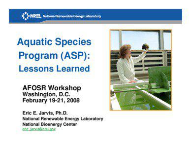 Aquatic Species Program: Lessons Learned