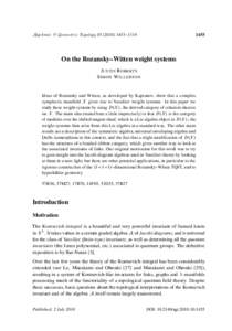 Algebraic & Geometric Topology–On the Rozansky–Witten weight systems J USTIN ROBERTS