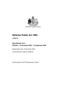 Australian Capital Territory  Notaries Public Act 1984 A1984-33  Republication No 8