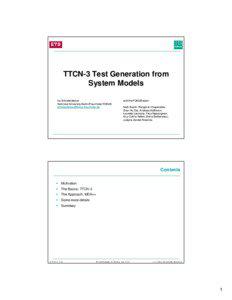 TTCN-3 Test Generation from System Models Ina Schieferdecker