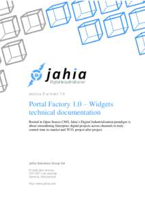 DIGITAL FACTORY  7.0 Portal Factory 1.0 – Widgets technical documentation