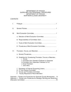 DEPARTMENT OF PHYSICS GUIDELINES FOR PERSONNEL PROCEDURES DEPARTMENT OF PHYSICS NORTHERN ILLINOIS UNIVERSITY CONTENTS I.