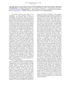 Microsymposium 40, abstract 21, 2004 (letter format) THE NEW DATA ON THE EARLY STAGE OF DEVELOPMENT OF THE EARTH, MARS, THE MOON AND MERCURY. A.V.Dolitsky1, R.M.Kochetkov2, E.A. Kozlova3, J.F.Rodionova3, 1 - United Insti