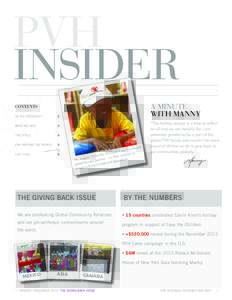 PVH INSIDER A MINUTE WITH MANNY  CONTENTS