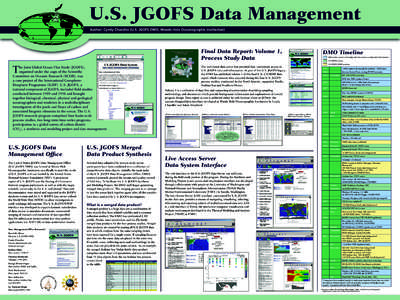 U.S. JGOFS Data Management Author: Cyndy Chandler (U.S. JGOFS DMO, Woods Hole Oceanographic Institution) United States Joint Global Ocean Flux Study Final Data Report, Volume 1 Process Study Data