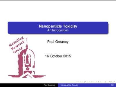 Nanoparticle Toxicity An Introduction Paul Greaney  16 October 2015