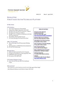 ISSUE 18  March – April 2015 NEWSLETTER FOREST-BASED SECTOR TECHNOLOGY PLATFORM