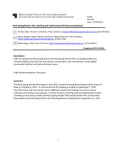 MONTGOMERY COUNTY PLANNING DEPARTMENT THE MARYLAND-NATIONAL CAPITAL PARK AND PLANNING COMMISSION MCPB Item No. Date: 