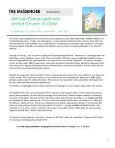 THE MESSENGER  April 2015 Millburn Congregational United Church of Christ