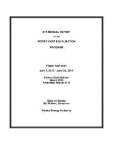 STATISTICAL REPORT Of The POWER COST EQUALIZATION PROGRAM