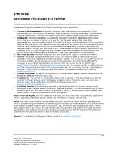 [MS-CFB]: Compound File Binary File Format Intellectual Property Rights Notice for Open Specifications Documentation   