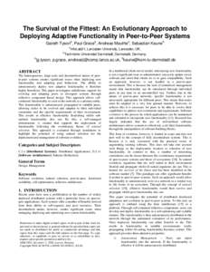 The Survival of the Fittest: An Evolutionary Approach to Deploying Adaptive Functionality in Peer-to-Peer Systems a a