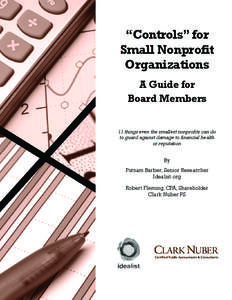 “Controls” for Small Nonprofit Organizations A Guide for Board Members 11 things even the smallest nonprofits can do