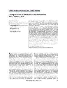 Public Veterinary Medicine: Public Health Compendium of Animal Rabies Prevention and Control, 2016 National Association of State Public Health Veterinarians Compendium of Animal Rabies Prevention