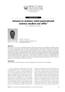 [www.reciis.cict.fiocruz.br] ISSNOriginal Articles  Science in motion: what postcolonial