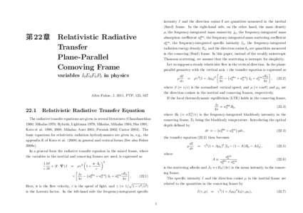 Equations / Special relativity / Lorentz factor / Radiative transfer / Lorentz transformation / Differential geometry of curves / Relativity / Physics / Minkowski spacetime