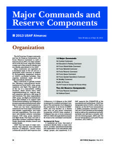 Major Commands and Reserve Components ■ 2013 USAF Almanac Note: All data as of Sept. 30, 2012