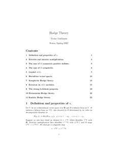 Hodge Theory Victor Guillemin Notes, Spring 1997 Contents 1 Definition and properties of ?.