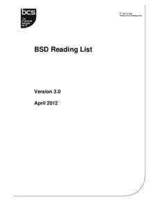 BSD Reading List  Version 3.0 April 2012  Contents