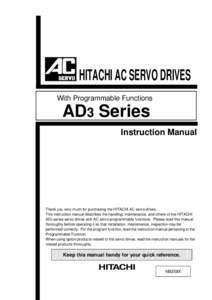 HITACHI AC SERVO DRIVES With Programmable Functions AD3 Series Instruction Manual
