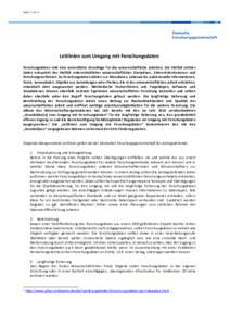 Seite 1 von 2  Deutsche Forschungsgemeinschaft  Leitlinien zum Umgang mit Forschungsdaten