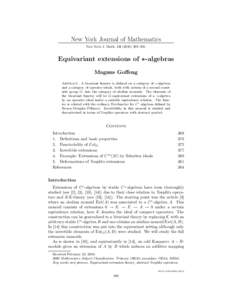 New York Journal of Mathematics New York J. Math–385. Equivariant extensions of ∗-algebras Magnus Goffeng Abstract. A bivariant functor is defined on a category of ∗-algebras