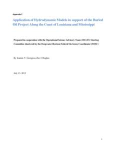 Appendix F  Application of Hydrodynamic Models in support of the Buried Oil Project Along the Coast of Louisiana and Mississippi  Prepared in cooperation with the Operational Science Advisory Team (OSAT3) Steering