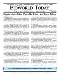 BIOTECH’S MOST RESPECTED NEWS SOURCE FOR MORE THAN 20 YEARS  MONDAY NOVEMBER 28, 2011  VOLUME 22 , NO. 228