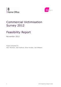 Commercial Victimisation Survey 2012 Feasibility Report