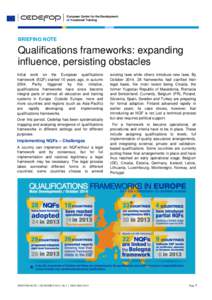 Qualifications frameworks: expanding influence, persisting obstacles