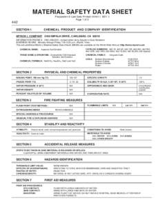 MATERIAL SAFETY DATA SHEET Preparation & Last Date Printed: REV: I Page 1 ofSECTION 1