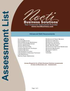 NBS Assessment List- Web Version 2014