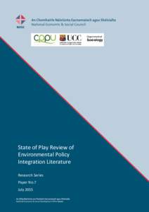 1  State of Play Review of Environmental Policy Integration Literature Research Series