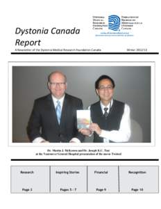 Dystonia Canada Report A Newsletter of the Dystonia Medical Research Foundation Canada Winter[removed]