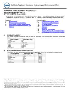 Product Safety, EMC and Environmental Datasheet